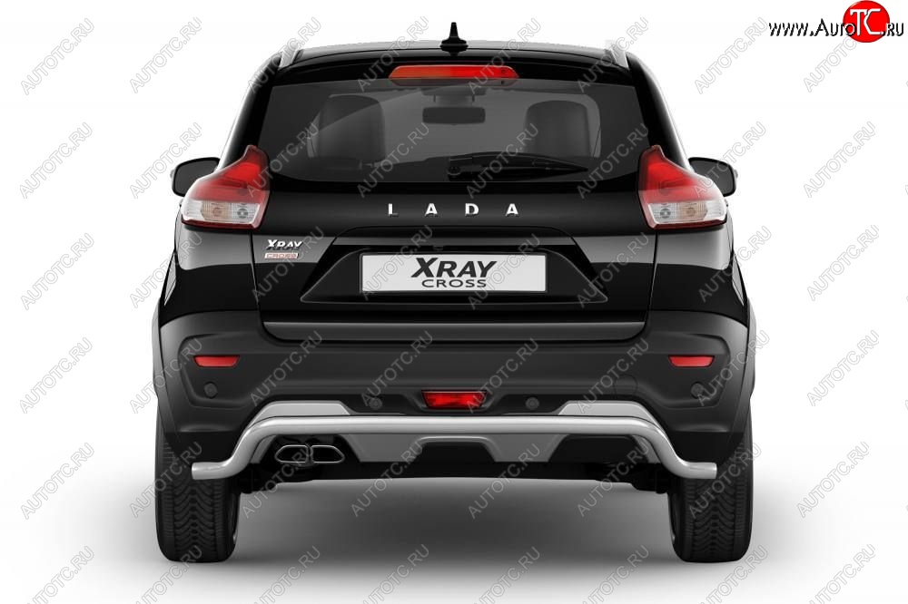 13 499 р. Защита заднего бампера PT GROUP Ø51мм Волна (НПС) LADA XRay Cross 2018-  Лада Веста SW 2181 универсал дорестайлинг (2017-2022) (Нержавеющая полированная сталь)  с доставкой в г. Майкоп