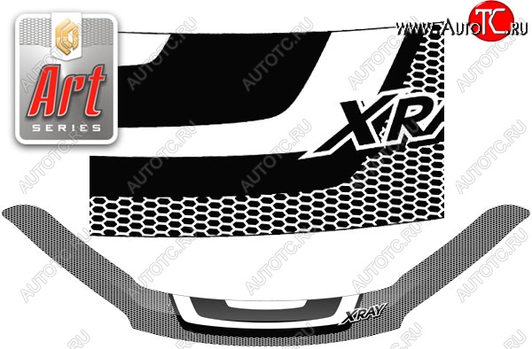 2 399 р. Дефлектор капота CA-Plastiс  Лада XRAY - XRAY Cross (Серия Art серебро)  с доставкой в г. Майкоп