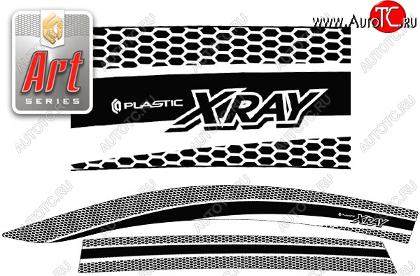 2 199 р. Дефлектора окон CA-Plastic  Лада XRAY - XRAY Cross (Серия Art черная, Без хром.молдинга)  с доставкой в г. Майкоп