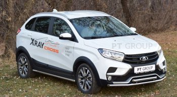 Защита порогов вогнутая Petroil Tuning (Ø51 мм) Лада XRAY Cross (2018-2022) (Нержавеющая полированная сталь)