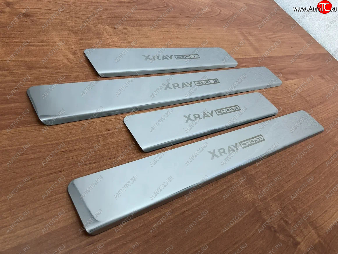 2 179 р. Накладки порожков салона INOX Лада XRAY Cross (2018-2022) (Нержавеющая сталь)  с доставкой в г. Майкоп