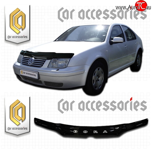 1 999 р. Дефлектор капота CA Plastic  Volkswagen Bora (1998-2005) (Classic черный, Без надписи)  с доставкой в г. Майкоп