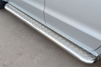 Порожки для ног (труба Ø63) SLITKOFF Volkswagen Amarok (2009-2016) дорестайлинг (лист - алюминий, профиль - сталь)