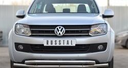 Защита переднего бампера (2 трубыØ63 мм, нержавейка) SLITKOFF Volkswagen Amarok (2009-2016) дорестайлинг