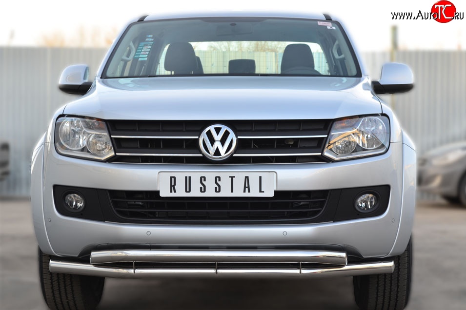 18 999 р. Защита переднего бампера (2 трубыØ63 мм, нержавейка) SLITKOFF  Volkswagen Amarok (2009-2016) дорестайлинг  с доставкой в г. Майкоп