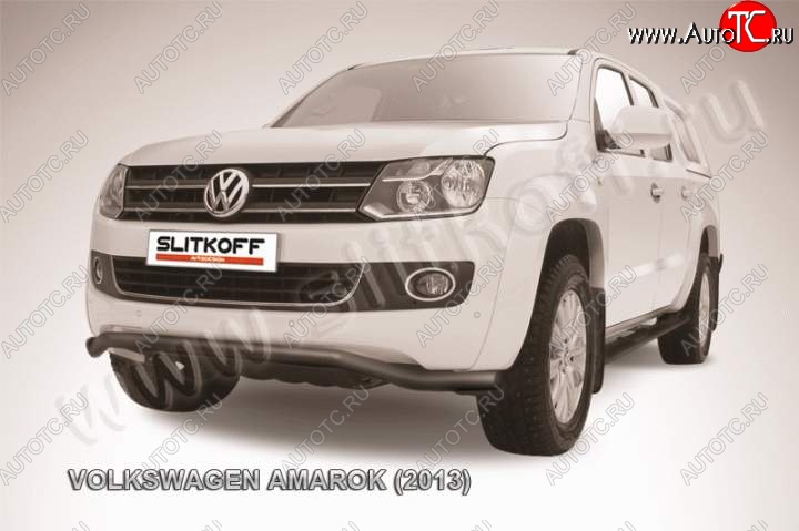 10 999 р. Защита переднего бампер Slitkoff  Volkswagen Amarok (2009-2016) дорестайлинг (Цвет: серебристый)  с доставкой в г. Майкоп
