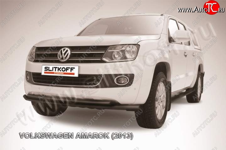 14 499 р. Защита переднего бампер Slitkoff  Volkswagen Amarok (2009-2016) дорестайлинг (Цвет: серебристый)  с доставкой в г. Майкоп