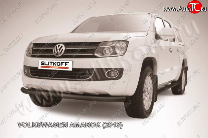 11 999 р. Защита переднего бампер Slitkoff  Volkswagen Amarok (2009-2016) дорестайлинг (Цвет: серебристый)  с доставкой в г. Майкоп