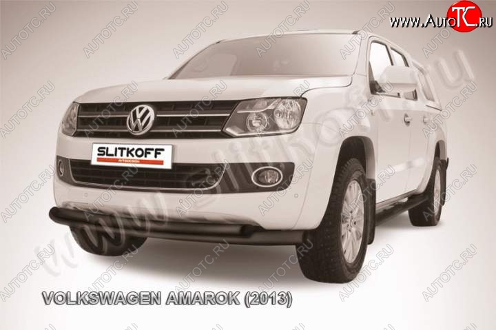 15 999 р. Защита переднего бампер Slitkoff  Volkswagen Amarok (2009-2016) дорестайлинг (Цвет: серебристый)  с доставкой в г. Майкоп