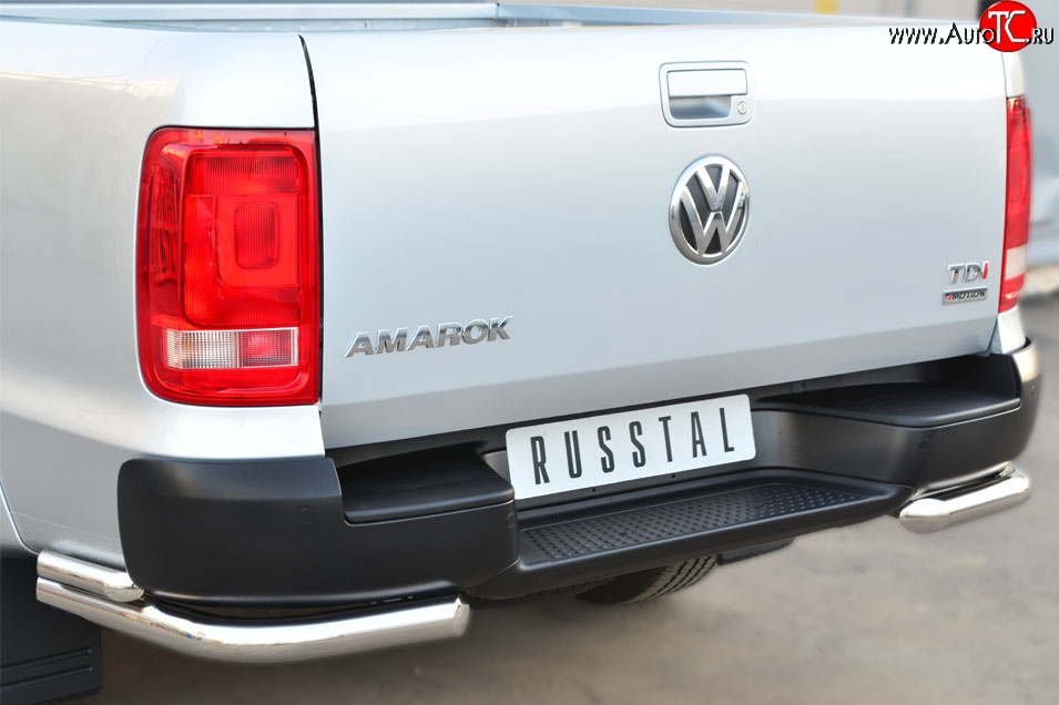 19 999 р. Защита заднего бампера (Ø63 и 42 мм, нержавейка) SLITKOFF Volkswagen Amarok дорестайлинг (2009-2016)  с доставкой в г. Майкоп