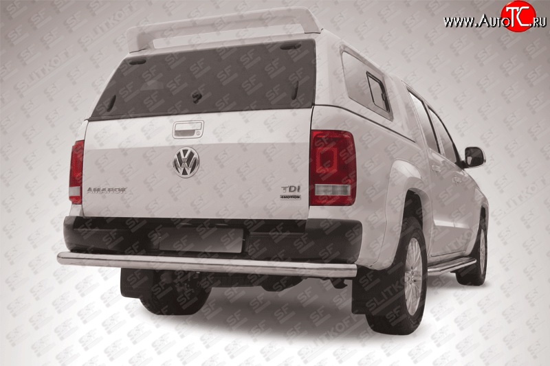 19 999 р. Защита заднего бампера из трубы диаметром 76 мм Slitkoff Volkswagen Amarok дорестайлинг (2009-2016) (Цвет: нержавеющая полированная сталь)  с доставкой в г. Майкоп