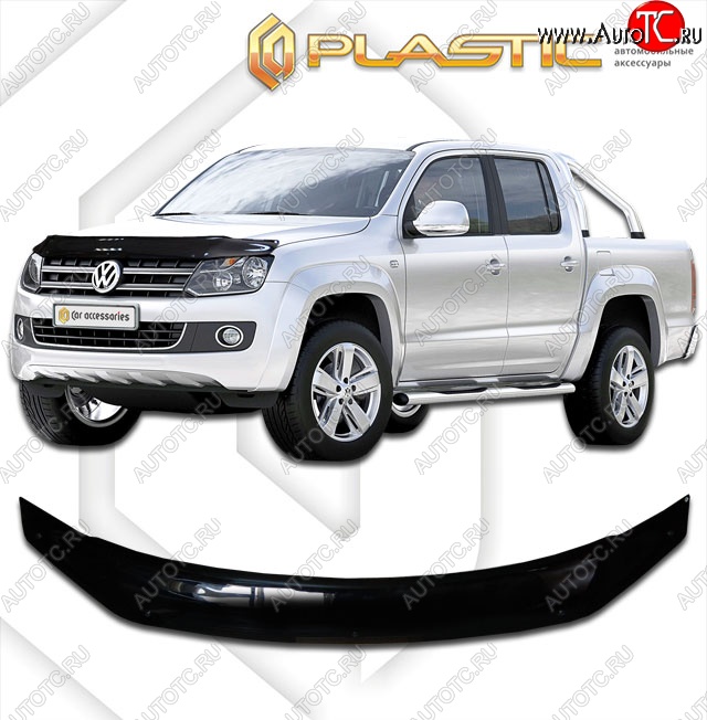 2 079 р. Дефлектор капота CA-Plastik  Volkswagen Amarok (2016-2022) рестайлинг (Classic черный, Без надписи)  с доставкой в г. Майкоп