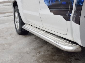 30 799 р. Порожки для ног (труба Ø63) SLITKOFF  Volkswagen Amarok (2016-2022) рестайлинг (лист алюминий, профиль сталь)  с доставкой в г. Майкоп. Увеличить фотографию 2