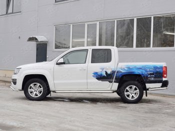 30 799 р. Порожки для ног (труба Ø63) SLITKOFF  Volkswagen Amarok (2016-2022) рестайлинг (лист алюминий, профиль сталь)  с доставкой в г. Майкоп. Увеличить фотографию 4