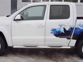 22 549 р. Пороги труба d76 с накладкой (v2) SLITKOFF  Volkswagen Amarok (2016-2022) рестайлинг  с доставкой в г. Майкоп. Увеличить фотографию 3