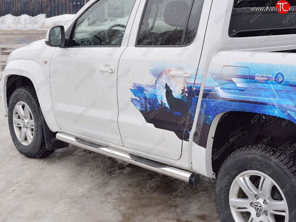 22 549 р. Пороги труба d76 с накладкой (v2) SLITKOFF  Volkswagen Amarok (2016-2022) рестайлинг  с доставкой в г. Майкоп