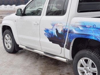 24 549 р. Пороги труба d76 с накладкой (v3) SLITKOFF  Volkswagen Amarok (2016-2022) рестайлинг  с доставкой в г. Майкоп. Увеличить фотографию 2