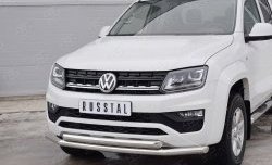 18 549 р. Защита переднего бампера (2 трубыØ63 мм, нержавейка) SLITKOFF  Volkswagen Amarok (2016-2022) рестайлинг  с доставкой в г. Майкоп. Увеличить фотографию 3