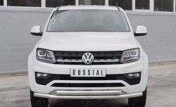 Защита переднего бампера (2 трубыØ63 мм, нержавейка) SLITKOFF Volkswagen Amarok (2016-2022) рестайлинг