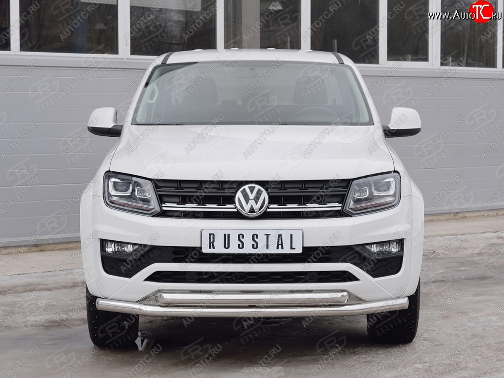 18 549 р. Защита переднего бампера (2 трубыØ63 мм, нержавейка) SLITKOFF  Volkswagen Amarok (2016-2022) рестайлинг  с доставкой в г. Майкоп