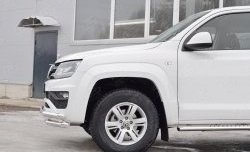 17 849 р. Защита переднего бампера (Ø63 мм с углами, нержавейка) SLITKOFF  Volkswagen Amarok (2016-2022) рестайлинг  с доставкой в г. Майкоп. Увеличить фотографию 3