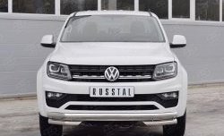 Защита переднего бампера (Ø63 мм с углами, нержавейка) SLITKOFF Volkswagen Amarok (2016-2022) рестайлинг