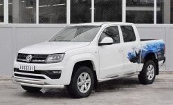 19 999 р. Защита переднего бампера (2 трубыØ76 и 63 мм, нержавейка) SLITKOFF  Volkswagen Amarok (2016-2022) рестайлинг  с доставкой в г. Майкоп. Увеличить фотографию 2