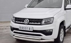 19 999 р. Защита переднего бампера (2 трубыØ76 и 63 мм, нержавейка) SLITKOFF  Volkswagen Amarok (2016-2022) рестайлинг  с доставкой в г. Майкоп. Увеличить фотографию 3