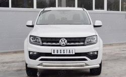 Защита переднего бампера (2 трубыØ76 и 63 мм, нержавейка) SLITKOFF Volkswagen Amarok (2016-2022) рестайлинг