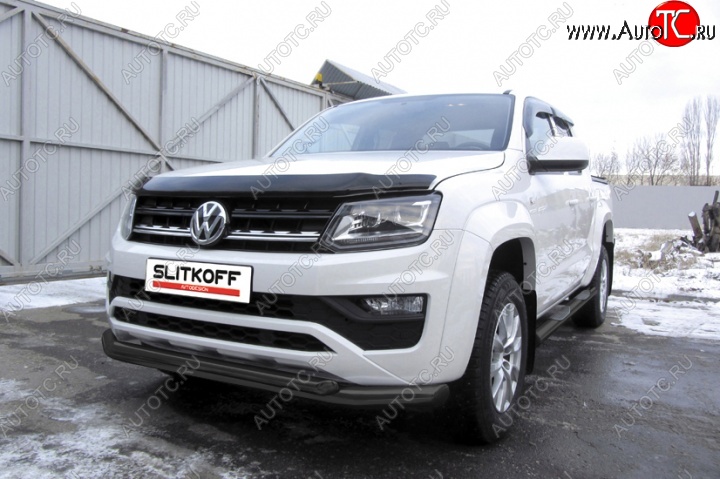 14 999 р. Защита переднего бампер Slitkoff  Volkswagen Amarok (2016-2022) рестайлинг (Цвет: серебристый)  с доставкой в г. Майкоп