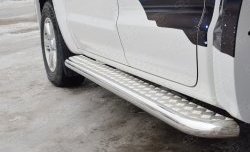 32 849 р. Порожки для ног (труба Ø63) SLITKOFF  Volkswagen Amarok (2016-2022) рестайлинг (лист - нержавейка, профиль - нержавейка)  с доставкой в г. Майкоп. Увеличить фотографию 2