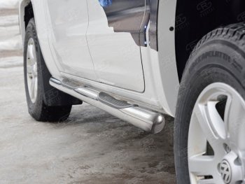24 549 р. Защита порогов SLITKOFF из трубы d76 мм с пластиковыми вставками для ног v3  Volkswagen Amarok (2016-2022) рестайлинг  с доставкой в г. Майкоп. Увеличить фотографию 2
