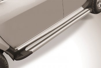 Пороги алюминиевые Slitkoff Volkswagen Amarok (2009-2016) дорестайлинг (Luxe Silver)