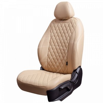 Чехлы для сидений Lord Autofashion Байрон (экокожа) Volkswagen Amarok дорестайлинг (2009-2016) (Бежевый, вставка бежевая, строчка бежевая)