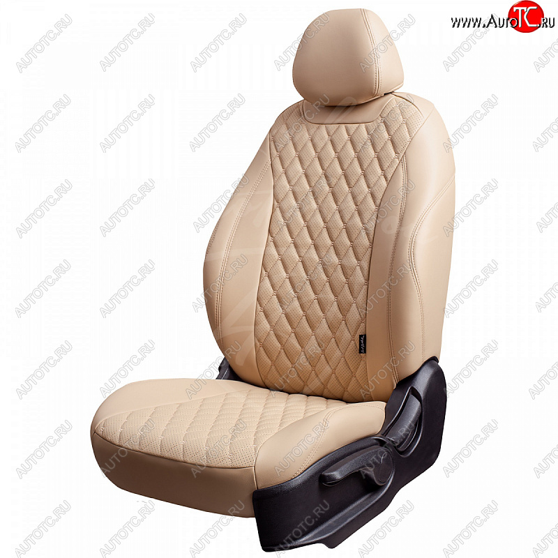 9 299 р. Чехлы для сидений Lord Autofashion Байрон (экокожа) Volkswagen Amarok дорестайлинг (2009-2016) (Бежевый, вставка бежевая, строчка бежевая)  с доставкой в г. Майкоп