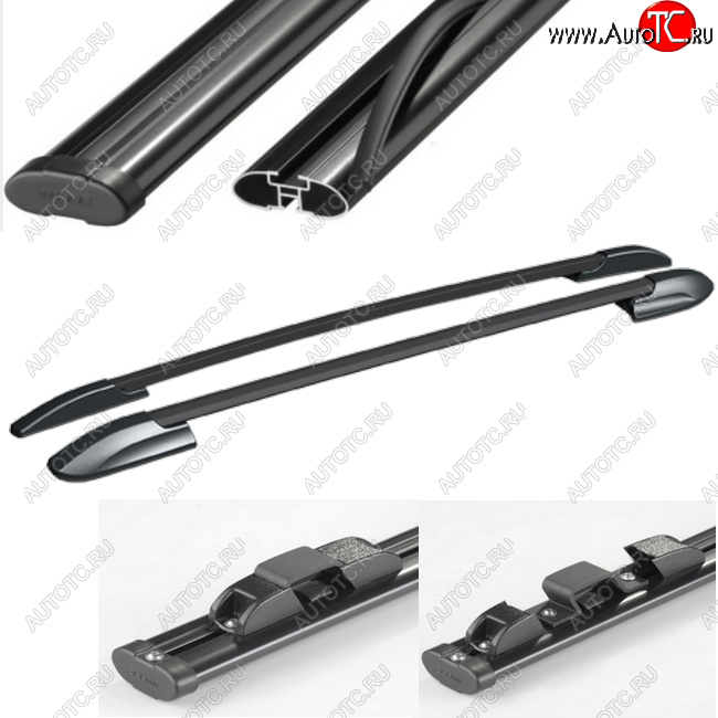 13 689 р. Рейлинги АПС  Volkswagen Amarok (2009-2022) дорестайлинг, рестайлинг (Черные с черными поперечинами, крепление скоба, L1300)  с доставкой в г. Майкоп