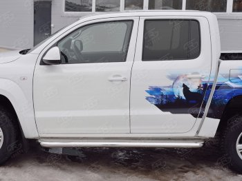 43 999 р. Широкая защита порогов с трубой диаметром 63 мм SLITKOFF v3  Volkswagen Amarok (2009-2016) дорестайлинг  с доставкой в г. Майкоп. Увеличить фотографию 2