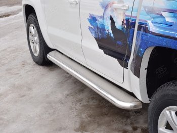 43 999 р. Широкая защита порогов с трубой диаметром 63 мм SLITKOFF v3  Volkswagen Amarok (2009-2016) дорестайлинг  с доставкой в г. Майкоп. Увеличить фотографию 3