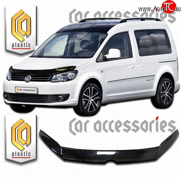 2 159 р. Дефлектор капота (левый руль) CA-Plastic  Volkswagen Caddy  2K (2010-2015) рестайлинг (Classic черный, Без надписи)  с доставкой в г. Майкоп