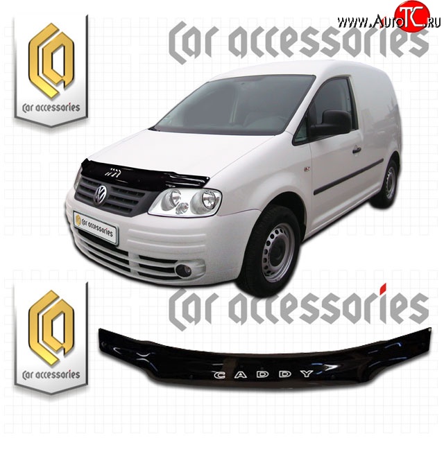 1 999 р. Дефлектор капота CA Plastic  Volkswagen Caddy  2K (2003-2010) дорестайлинг (Classic черный, Без надписи)  с доставкой в г. Майкоп