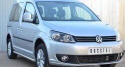 79 999 р. Защита порогов из круглой трубы диаметром 63 мм (рестайлинг) Russtal Volkswagen Caddy 2K дорестайлинг (2003-2010) (Защита порогов с со скосами на торцах (вариант 1))  с доставкой в г. Майкоп. Увеличить фотографию 7