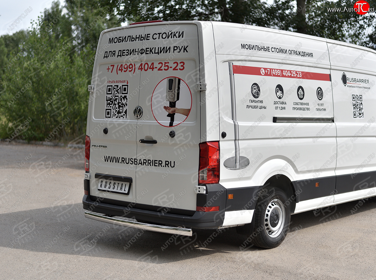 16 299 р. Защита заднего бампера (Ø75х42 мм, нержавейка) Russtal Volkswagen Crafter 2 (2017-2025)  с доставкой в г. Майкоп