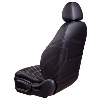 19 649 р. Чехлы для сидений Lord Autofashion Байрон (экокожа) Volkswagen Golf 6 хэтчбэк 5 дв. (2008-2014) (Черный, вставка черная, строчка бежевая)  с доставкой в г. Майкоп. Увеличить фотографию 4