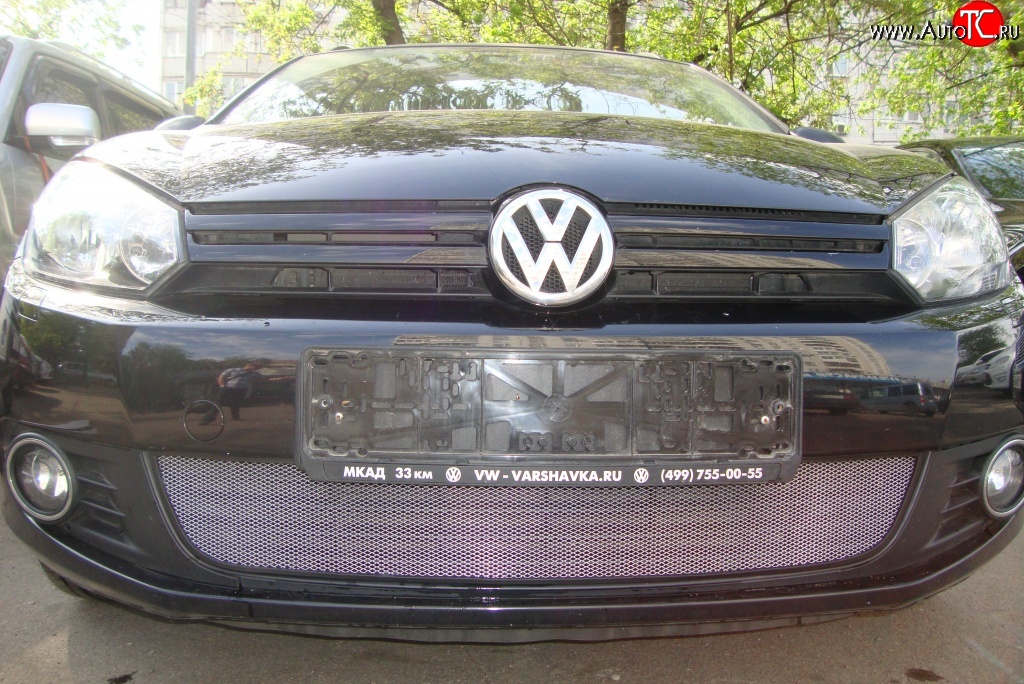 1 539 р. Сетка на бампер Russtal (хром) Volkswagen Golf 6 хэтчбэк 5 дв. (2008-2014)  с доставкой в г. Майкоп