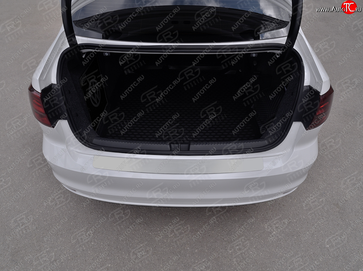 1 479 р. Защитная накладка заднего бампера Russtal Volkswagen Jetta A6 седан рестайлинг (2015-2018) (Нержавейка полированная)  с доставкой в г. Майкоп