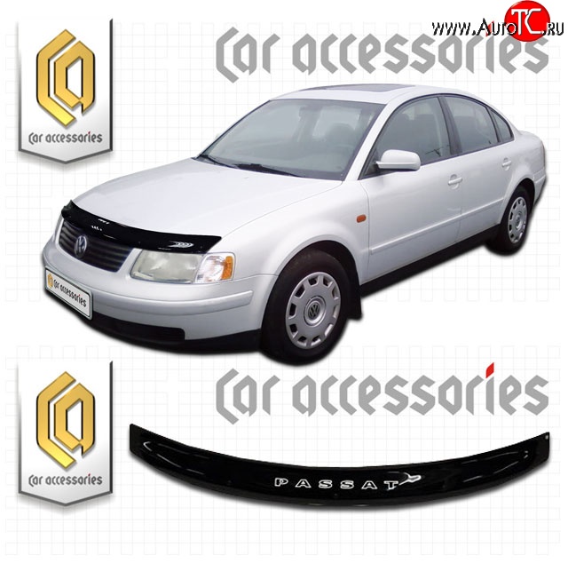 1 999 р. Дефлектор капота CA Plastic  Volkswagen Passat  B5 (1996-2000) седан дорестайлинг, универсал дорестайлинг (Classic черный, Без надписи)  с доставкой в г. Майкоп