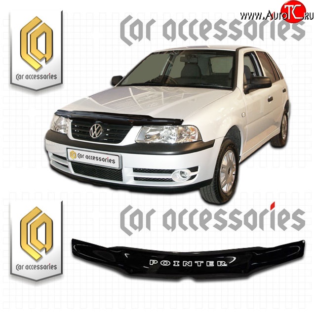 1 999 р. Дефлектор капота CA Plastic  Volkswagen Pointer (2006-2009) (Classic черный, Без надписи)  с доставкой в г. Майкоп