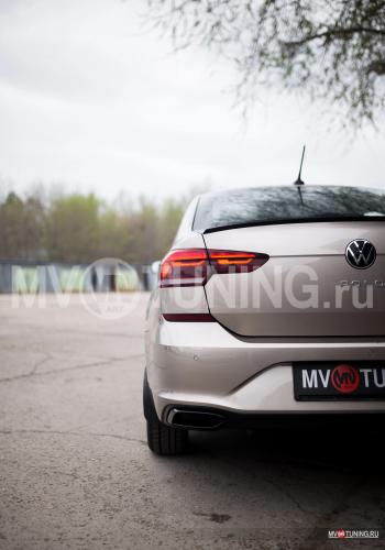 4 999 р. Имитация выхлопа MV-Tuning  Volkswagen Polo  Mk6 (2020-2022) лифтбек (BLACK (чёрный глянец))  с доставкой в г. Майкоп. Увеличить фотографию 4