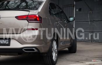4 999 р. Имитация насадок глушителя MV-Tuning  Volkswagen Polo  Mk6 (2020-2022) лифтбек (SILVER (серебро))  с доставкой в г. Майкоп. Увеличить фотографию 4