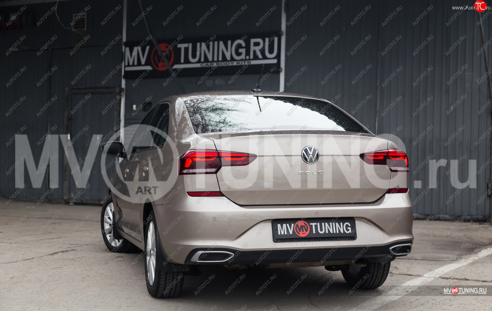 4 999 р. Имитация насадок глушителя MV-Tuning  Volkswagen Polo  Mk6 (2020-2022) лифтбек (SPACE GRAY (серый глянец))  с доставкой в г. Майкоп